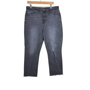 LOFT The Straight Crop Distressed Jeans size 12/31 Black